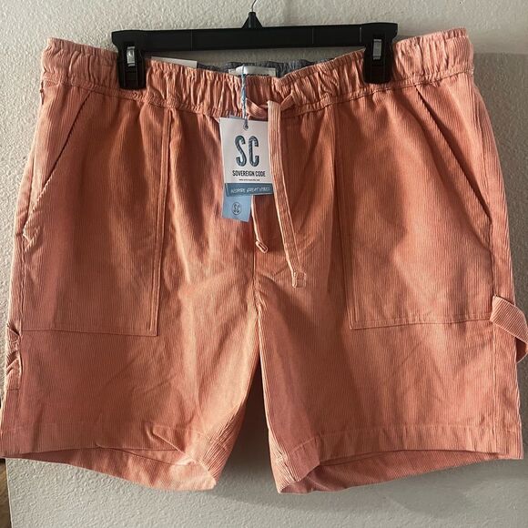 NEW Women's Sovereign Code SZ Large Cargo Cord Shorts Coral Adjustable Waistband - Picture 1 of 16